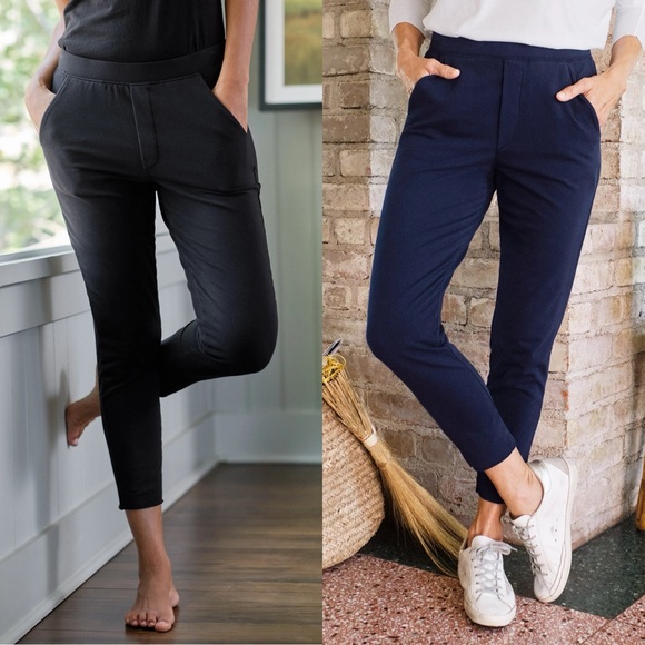 Frank & Eileen Tee Lab Trousers Jogger Pants Ankle Crop Navy White Striped XS - Picture 6 of 6